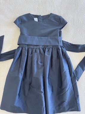 Bella Bliss Girls' Navy Taffeta Party Dress with Sash, Size 8